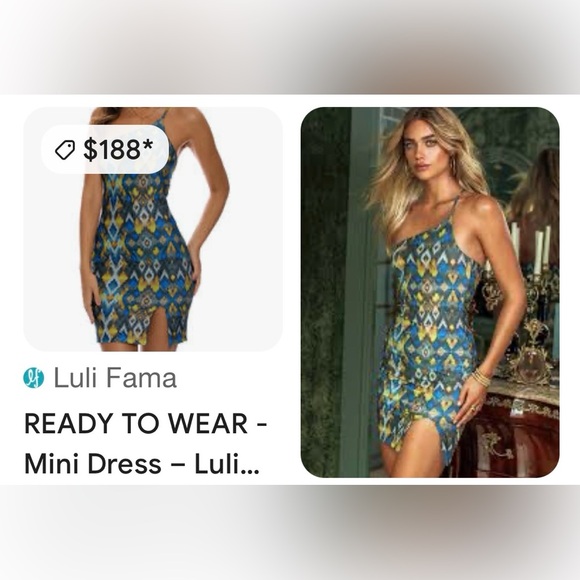 Luli Fama One Shoulder Dress - Blue, Yellow, . 🔥🔥🔥🔥 - Picture 5 of 12